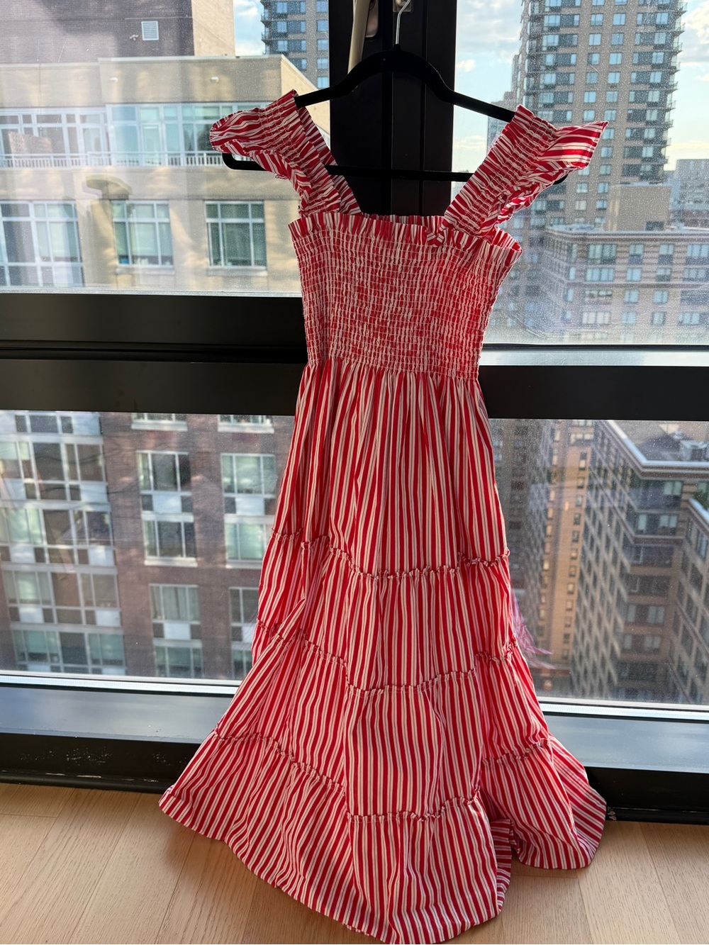 Hill House Red & White Striped Smocked Maxi Dress